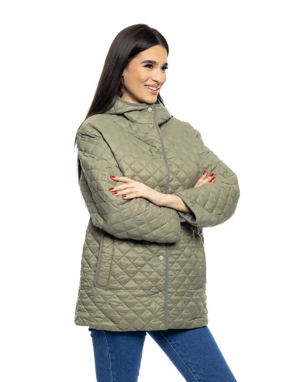 S' Γυναικείο κοντό μπουφάν με ενσωματατωμένη κουκούλα 53-101-017 GREEN