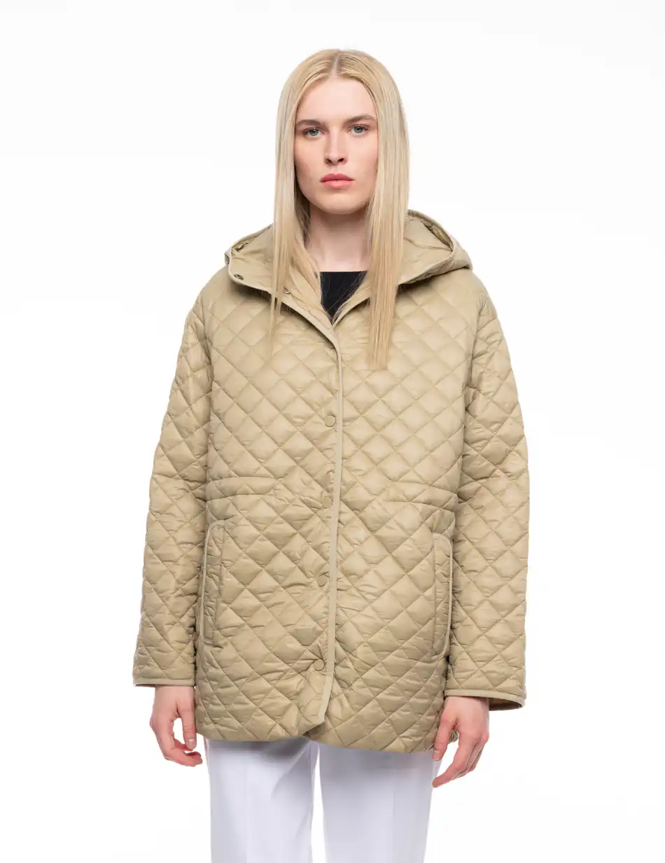 S' Γυναικείο κοντό μπουφάν με ενσωματατωμένη κουκούλα 53-101-017 BEIGE