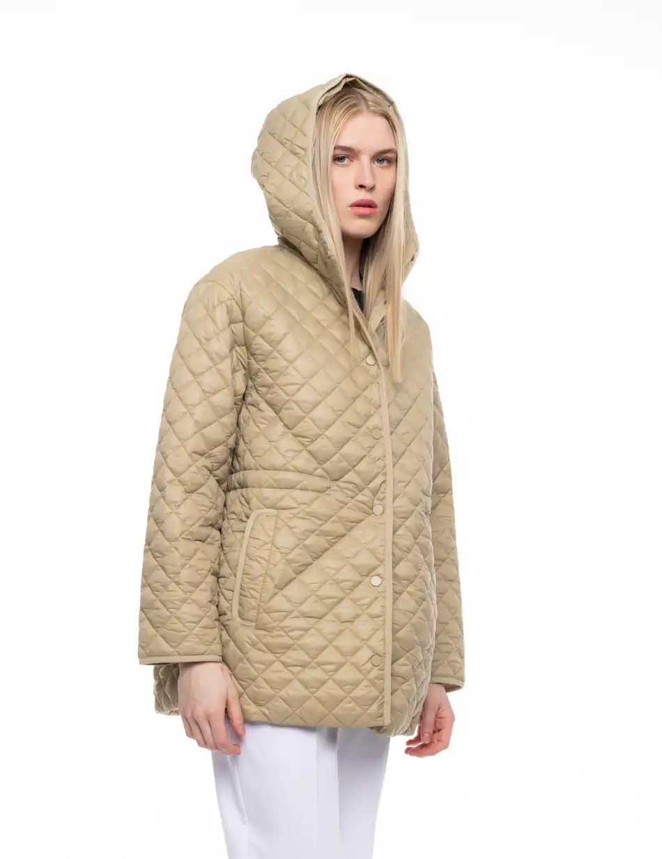 S' Γυναικείο κοντό μπουφάν με ενσωματατωμένη κουκούλα 53-101-017 BEIGE