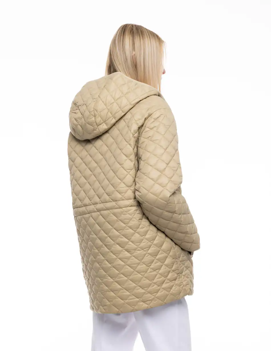 S' Γυναικείο κοντό μπουφάν με ενσωματατωμένη κουκούλα 53-101-017 BEIGE