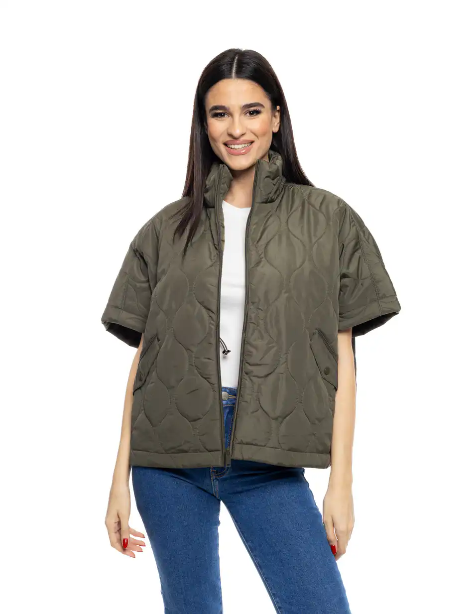 B' Γυναικείο μπουφάν τύπου πόντσο 53-101-024 KHAKI