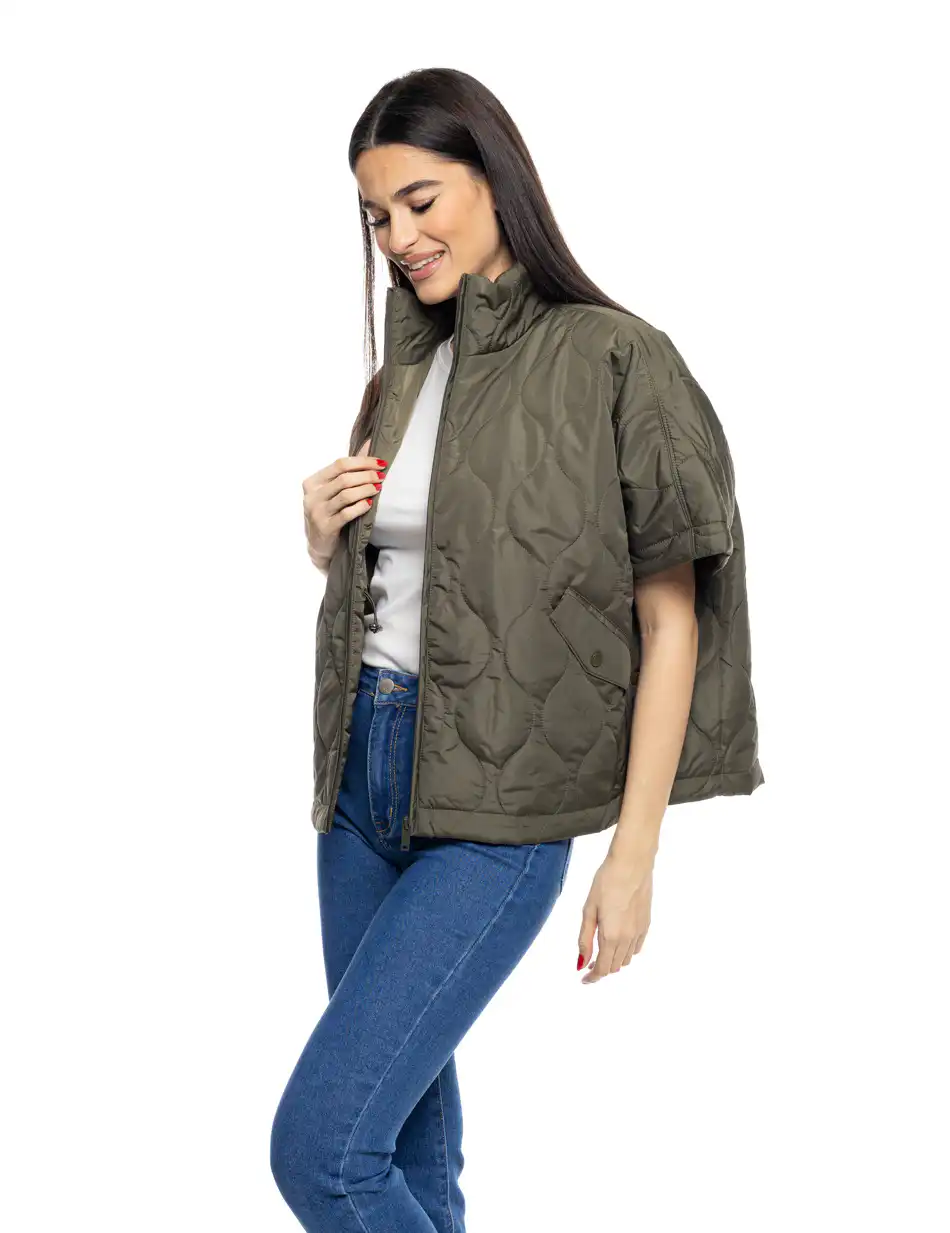 B' Γυναικείο μπουφάν τύπου πόντσο 53-101-024 KHAKI