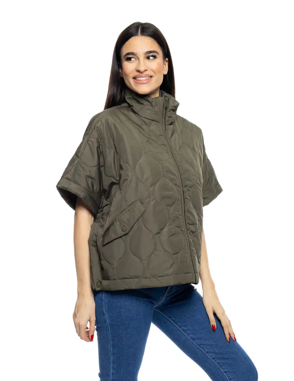 B' Γυναικείο μπουφάν τύπου πόντσο 53-101-024 KHAKI