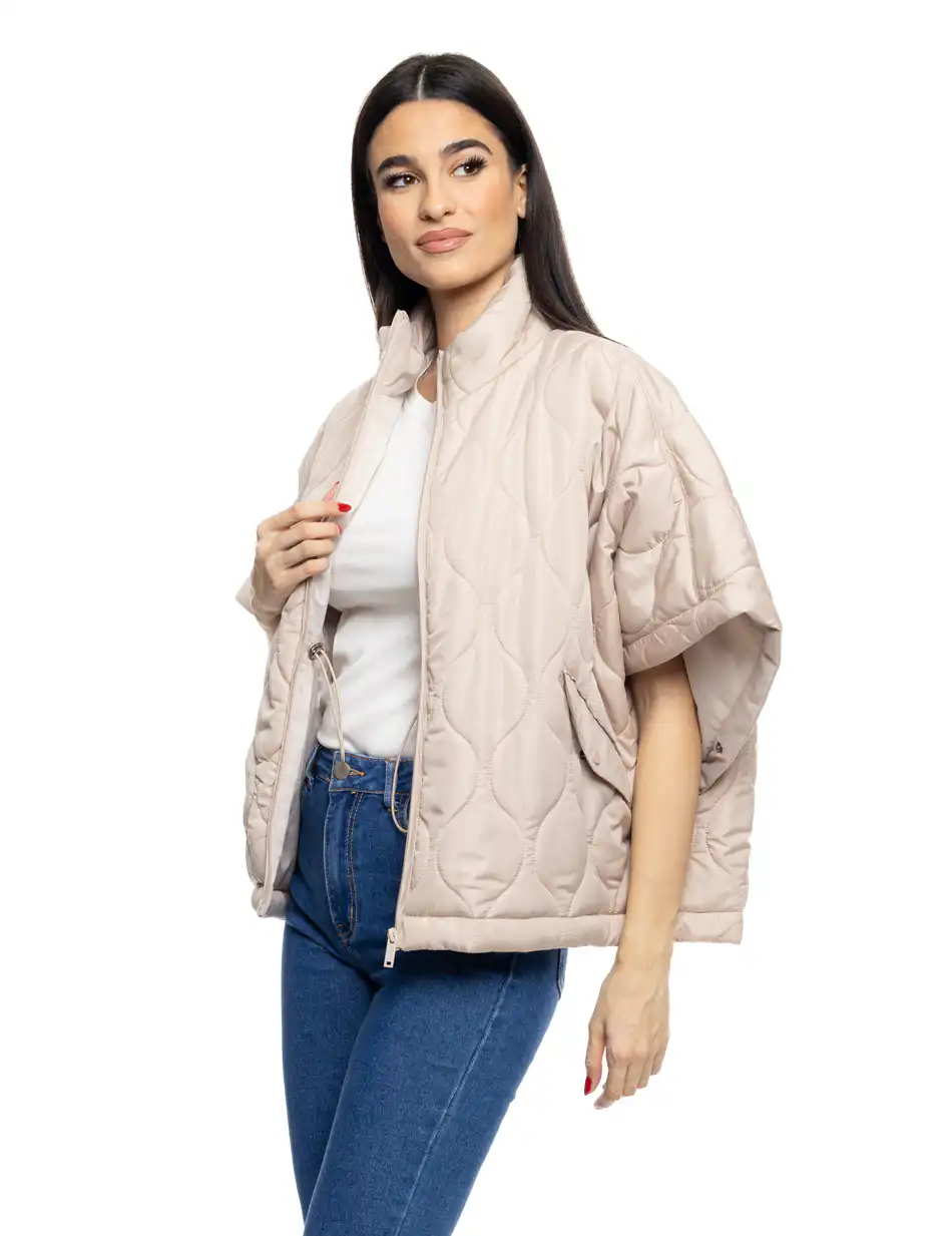 B' Γυναικείο μπουφάν τύπου πόντσο 53-101-024 BEIGE