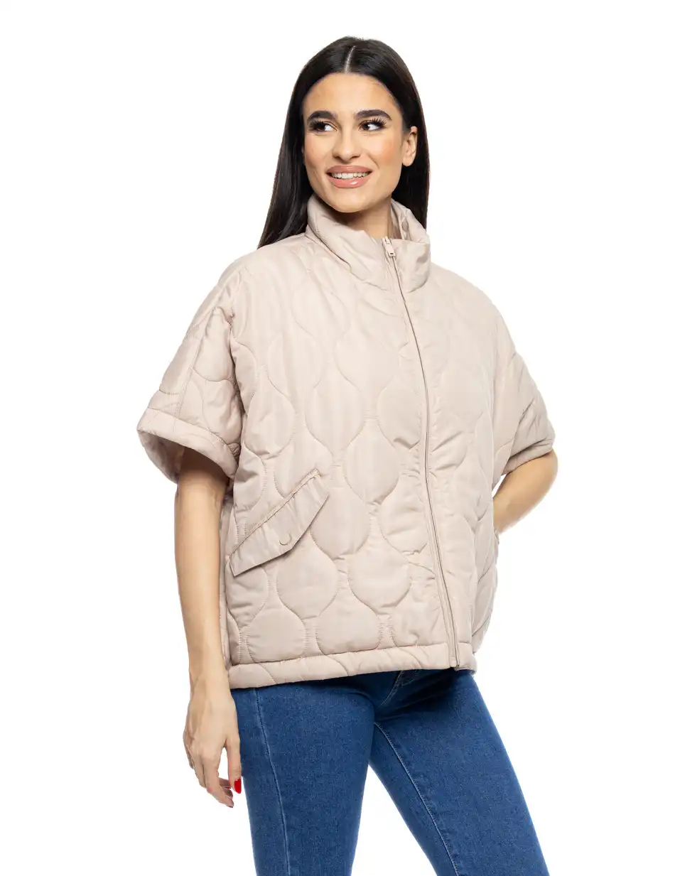 B' Γυναικείο μπουφάν τύπου πόντσο 53-101-024 BEIGE