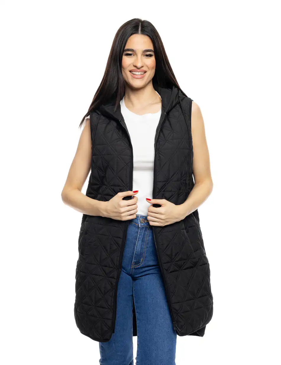 S' Γυναικείο Ελαφρύ Αμάνικο με ενσωματωμένη κουκούλα 53-102-001 BLACK