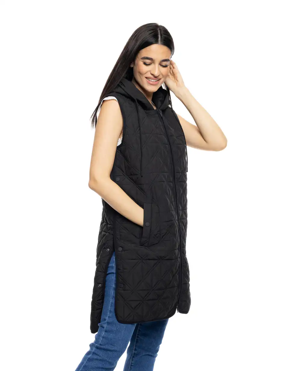 S' Γυναικείο Ελαφρύ Αμάνικο με ενσωματωμένη κουκούλα 53-102-001 BLACK