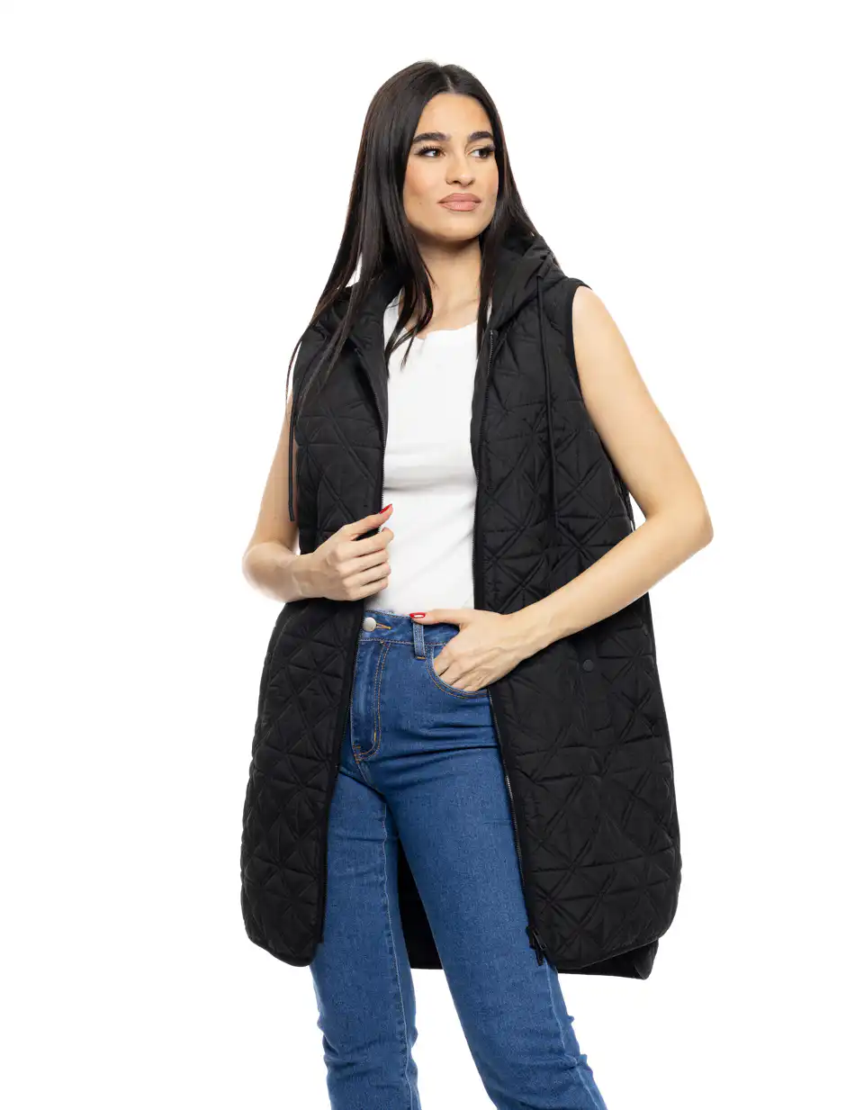 S' Γυναικείο Ελαφρύ Αμάνικο με ενσωματωμένη κουκούλα 53-102-001 BLACK