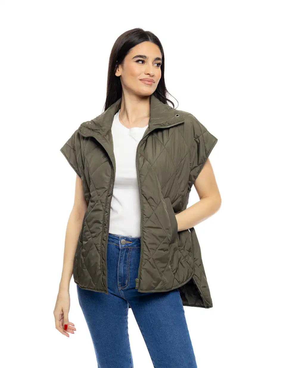 S' Γυναικείο αμάνικο τύπου πόντσο 53-102-004 KHAKI