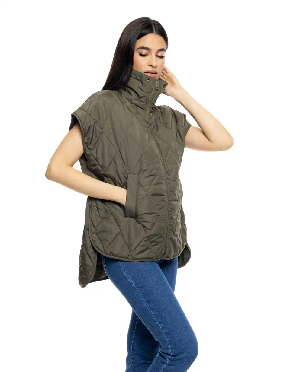 S' Γυναικείο αμάνικο τύπου πόντσο 53-102-004 KHAKI