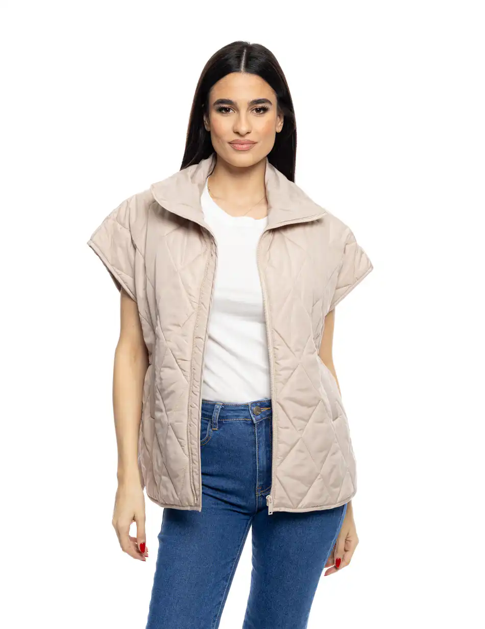 S' Γυναικείο αμάνικο τύπου πόντσο 53-102-004 BEIGE