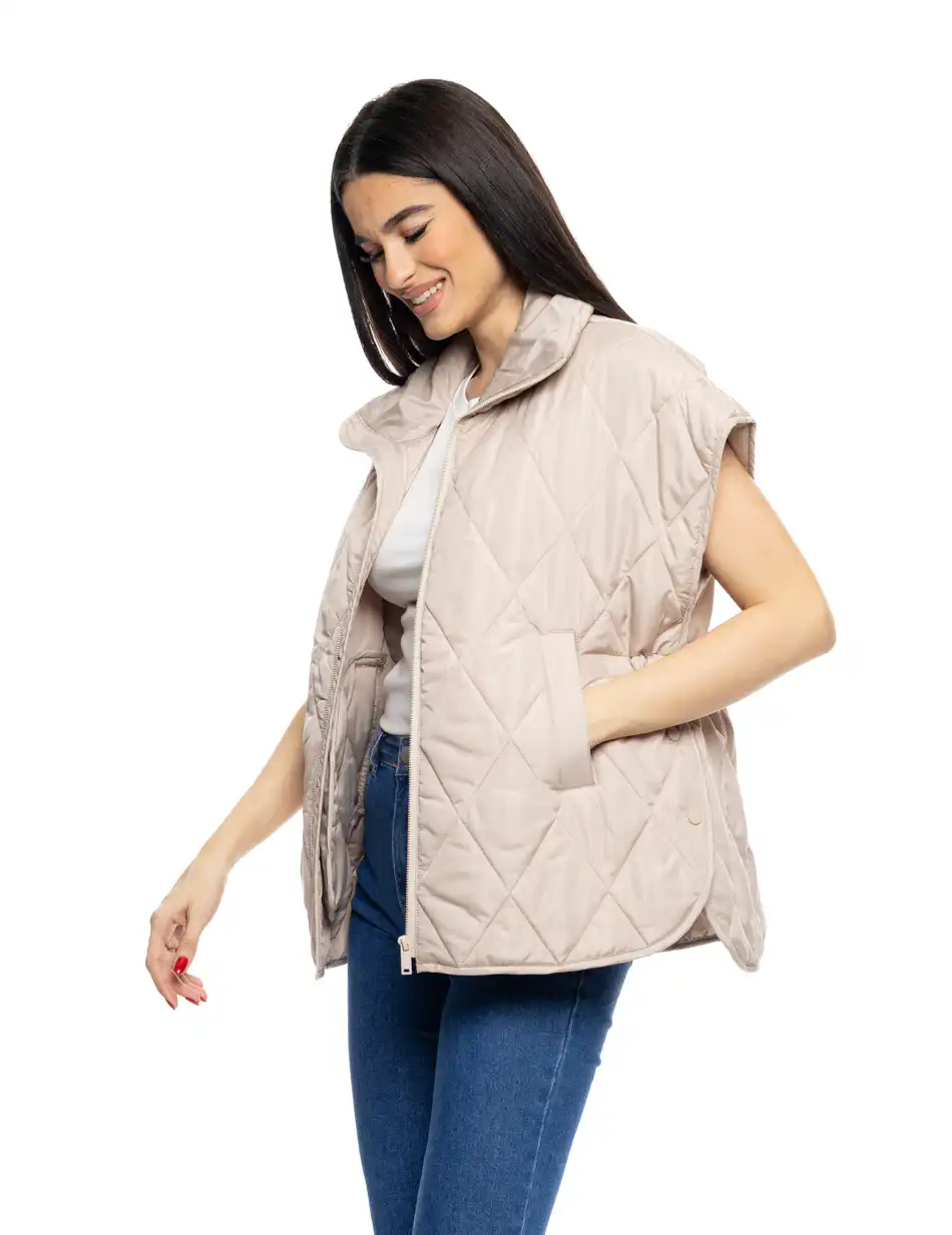 S' Γυναικείο αμάνικο τύπου πόντσο 53-102-004 BEIGE