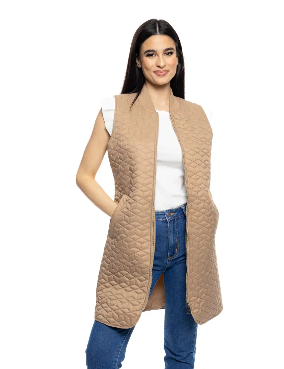 B'  Γυναικείο κοντό ultra light αμάνικο με κολλεγιακό πλεκτό κολλάρο 53-102-005 BEIGE