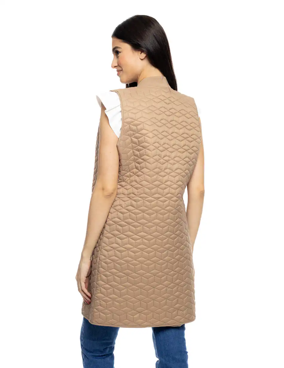 B'  Γυναικείο κοντό ultra light αμάνικο με κολλεγιακό πλεκτό κολλάρο 53-102-005 BEIGE