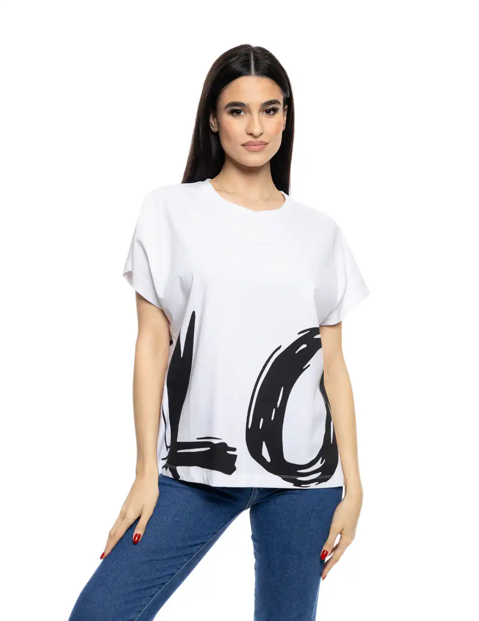 B' Γυναικείο t-shirt με τύπωμα ''LOVE'' 53-106-001 WHITE