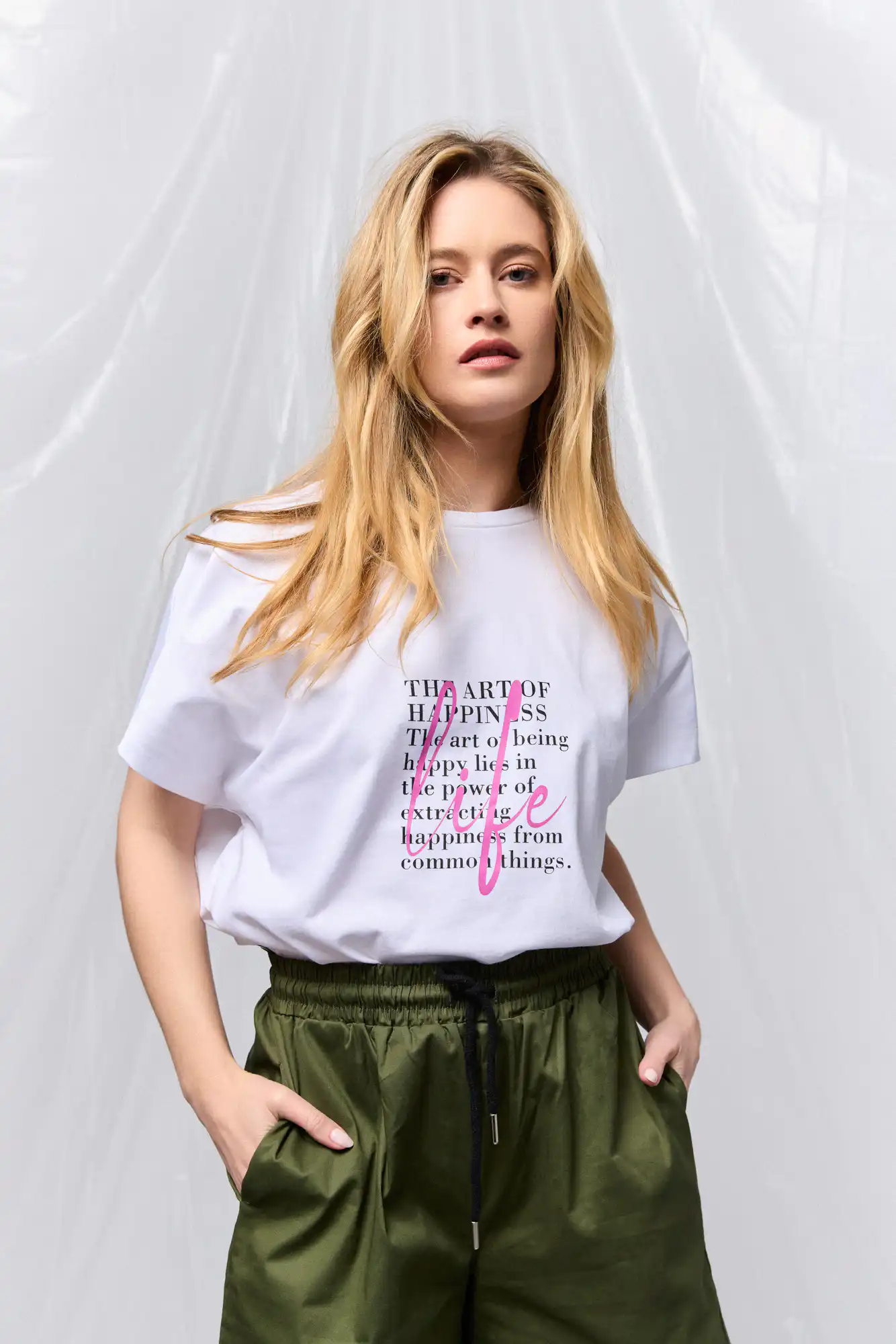 B' Γυναικεία μπλούζα με τύπωμα "LIFE" 53-106-002 WHITE