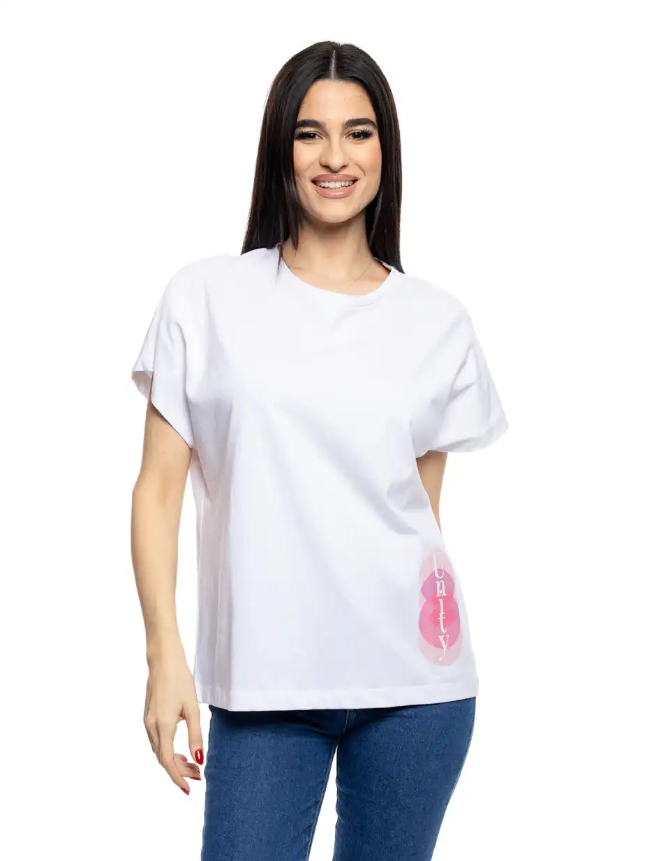 S' Γυναικείο t-shirt με τύπωμα ''CIRCLES'' 53-106-003 WHITE