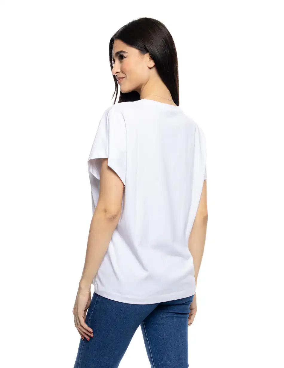 S' Γυναικείο t-shirt με τύπωμα ''CIRCLES'' 53-106-003 WHITE
