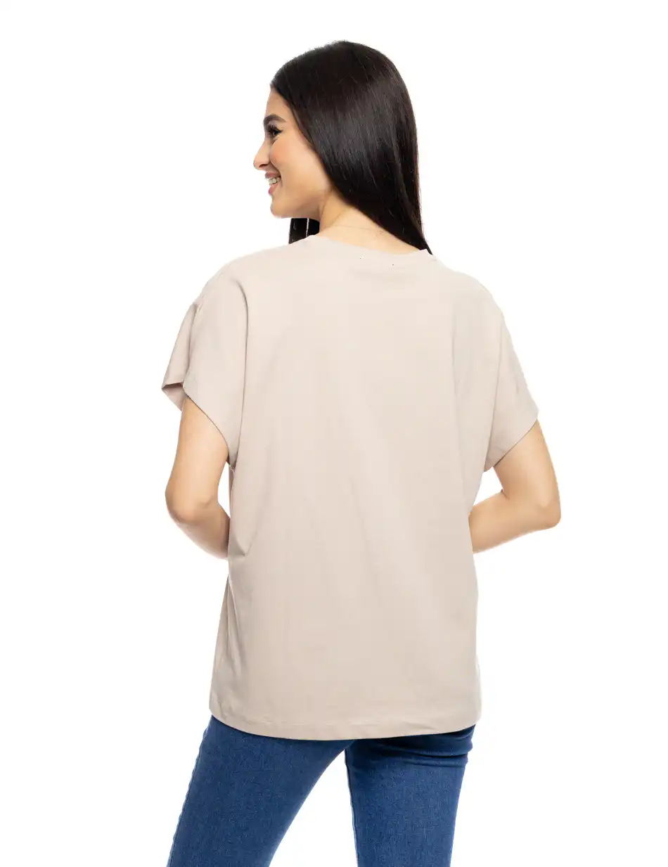 S' Γυναικείο t-shirt με τύπωμα ''AMSTERDAM'' 53-106-006 BEIGE