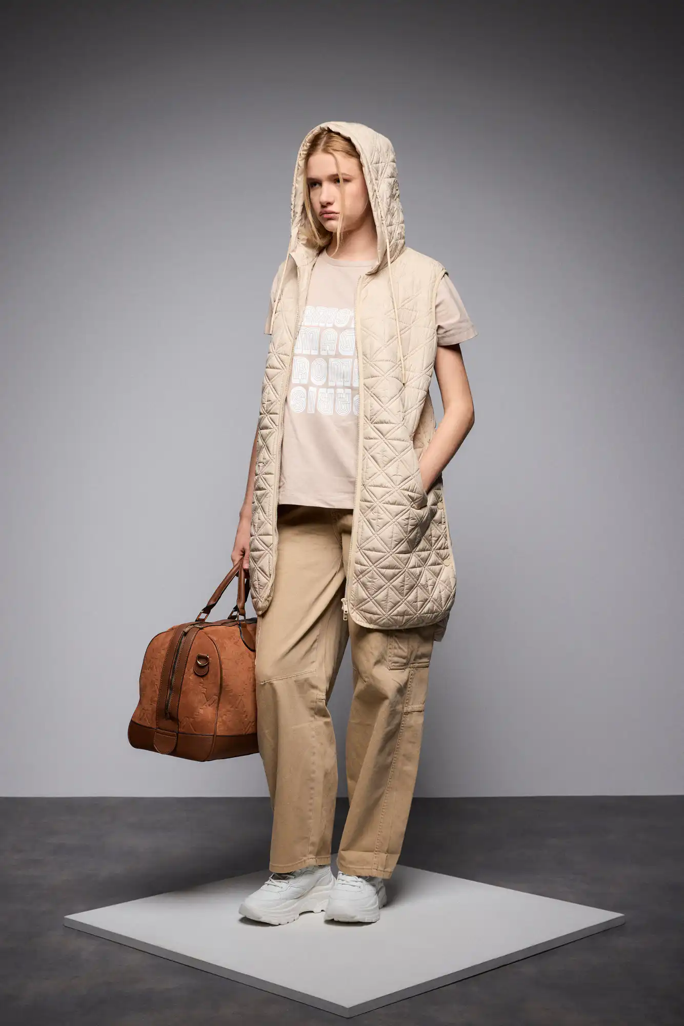 S' Γυναικείο t-shirt με τύπωμα ''AMSTERDAM'' 53-106-006 BEIGE