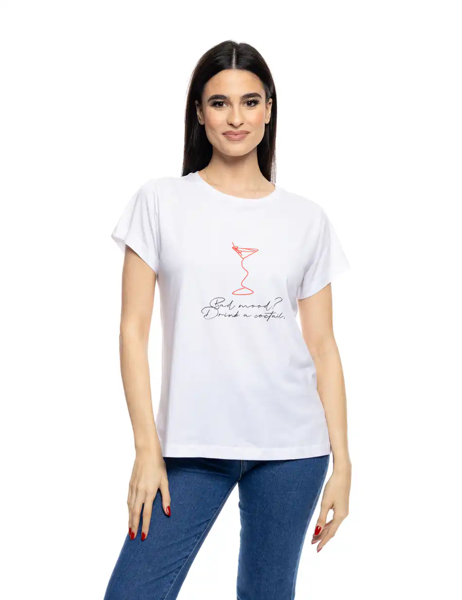 B' Γυναικείο t-shirt με τύπωμα ''RED COCTAIL'' 53-106-008 WHITE