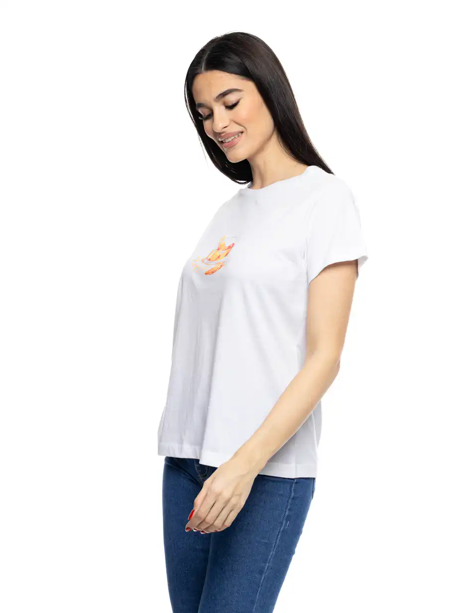 S' Γυναικείο t-shirt με τύπωμα ''SHORT GLASS'' 53-106-010 WHITE