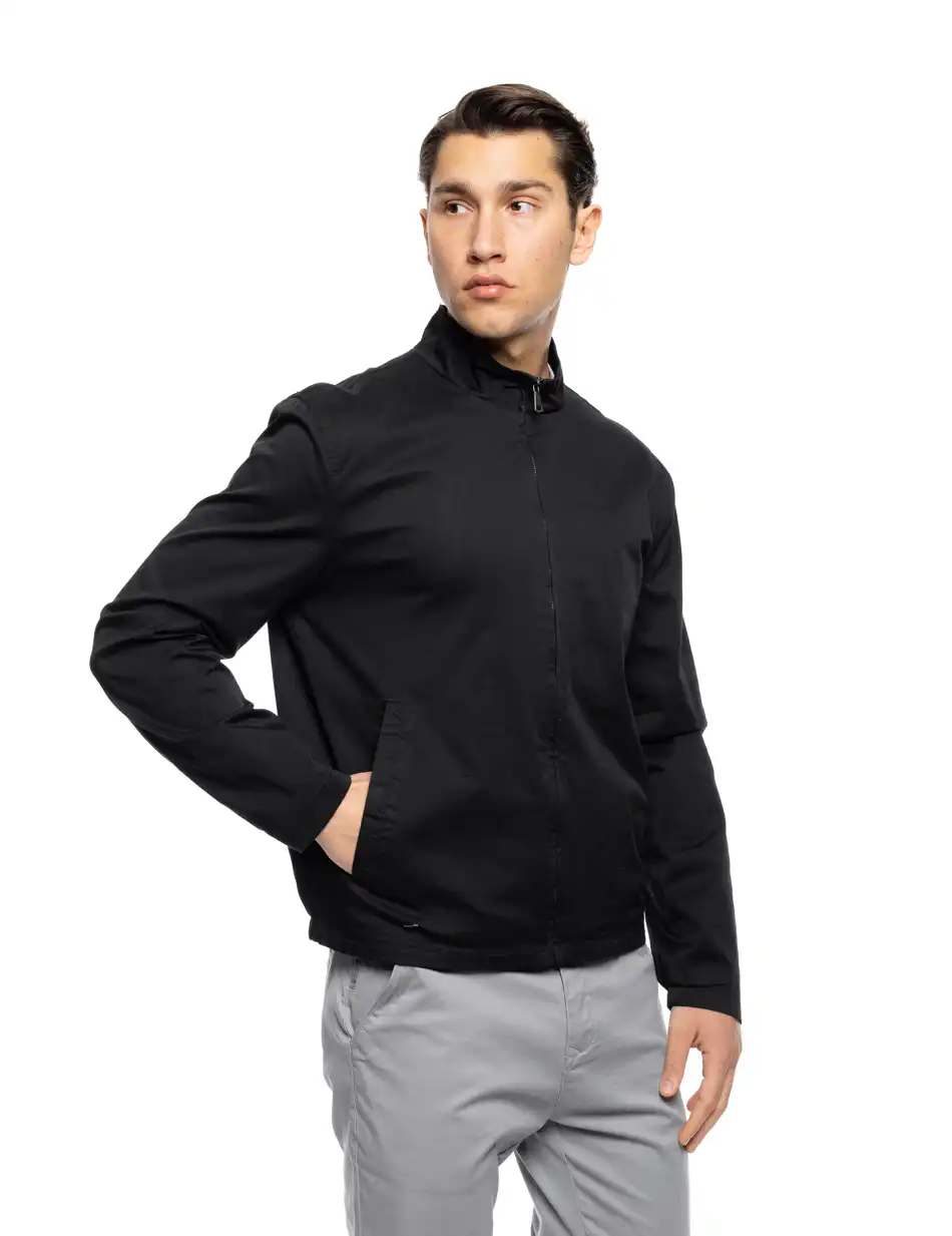 B' Ανδρικό βαμβακερό πανωφόρι 53-201-003 BLACK