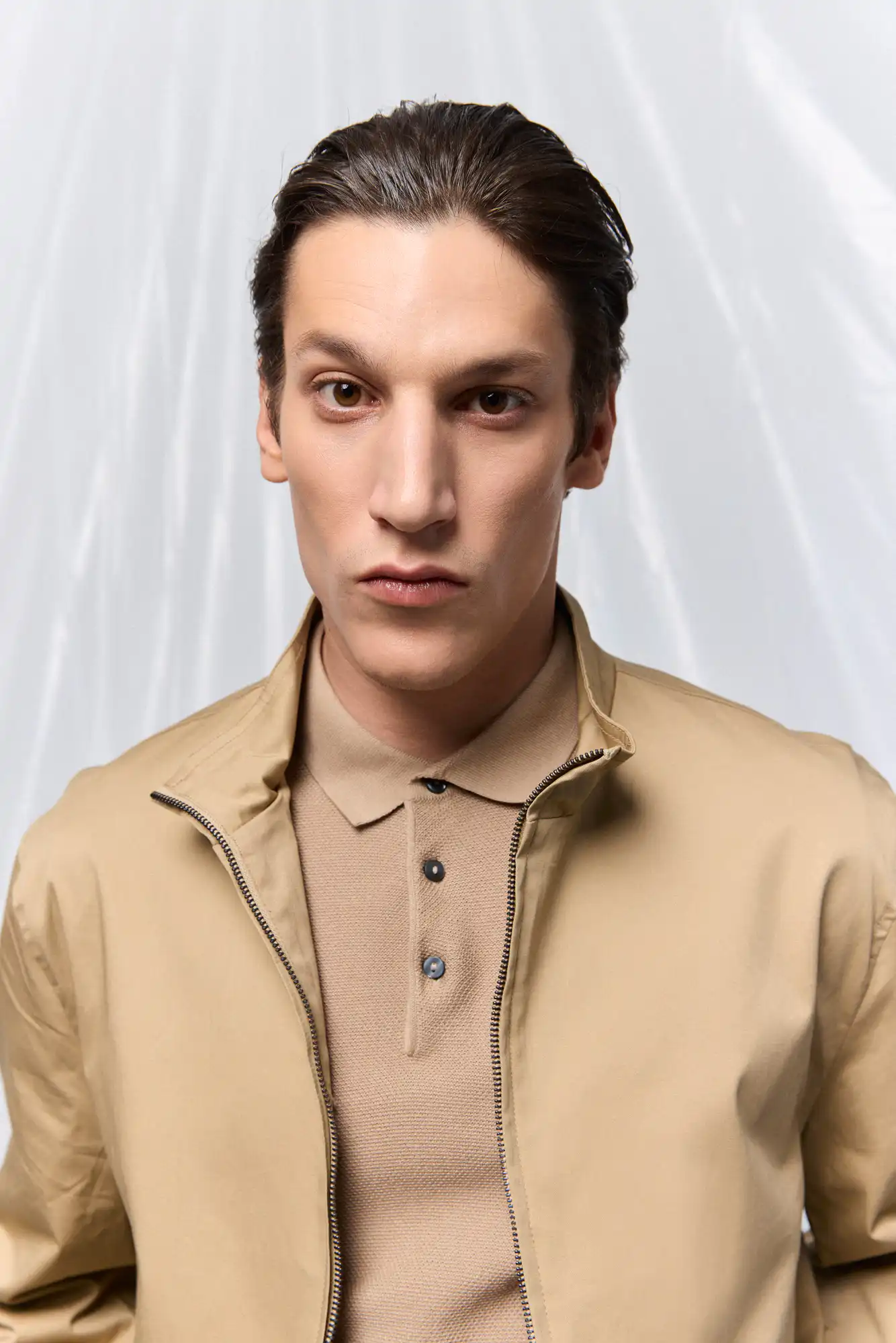 B' Ανδρικό βαμβακερό πανωφόρι 53-201-003 BEIGE