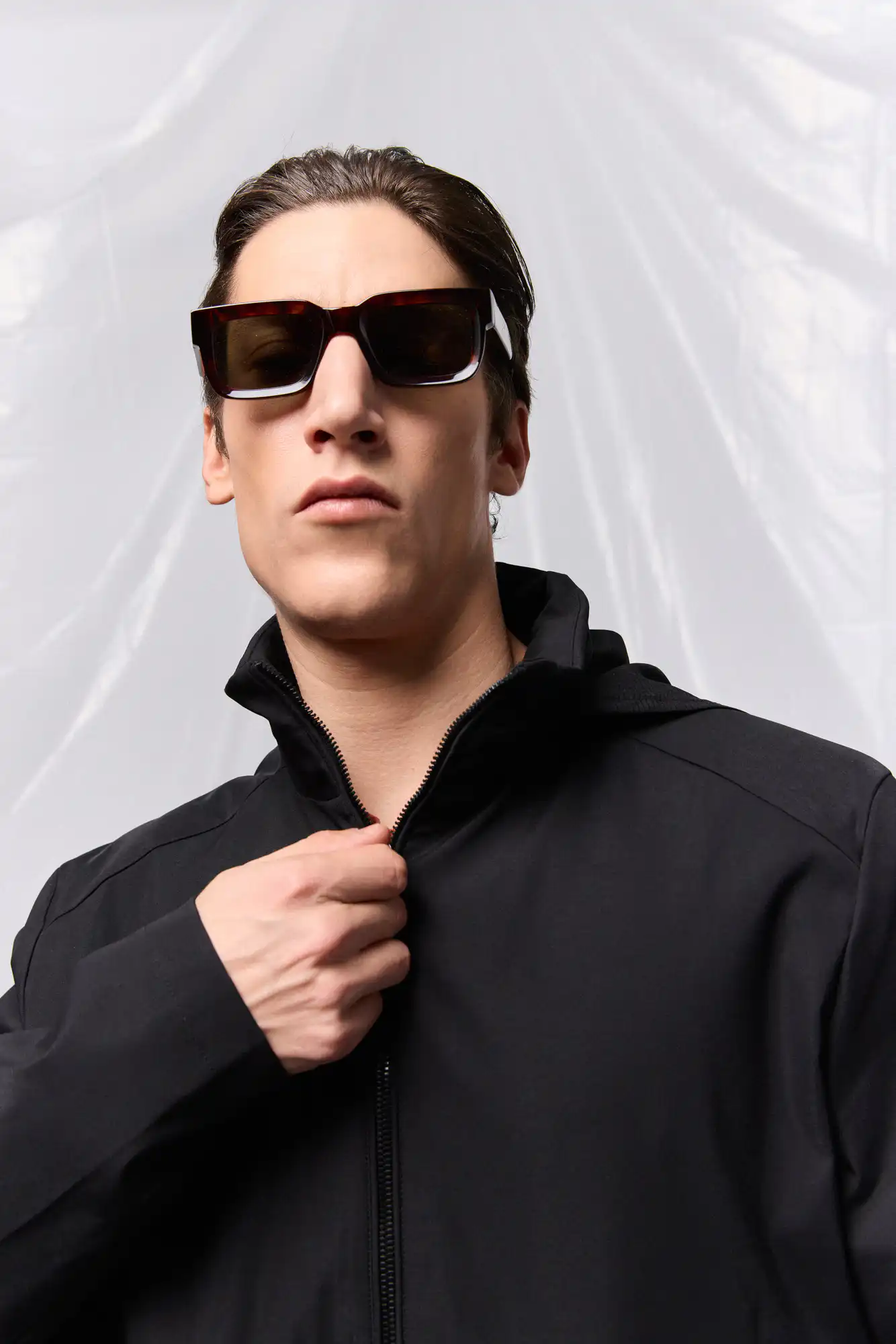 B' Ανδρικό κοντό πανωφόρι με κρυφή κουκούλα 53-201-004 BLACK