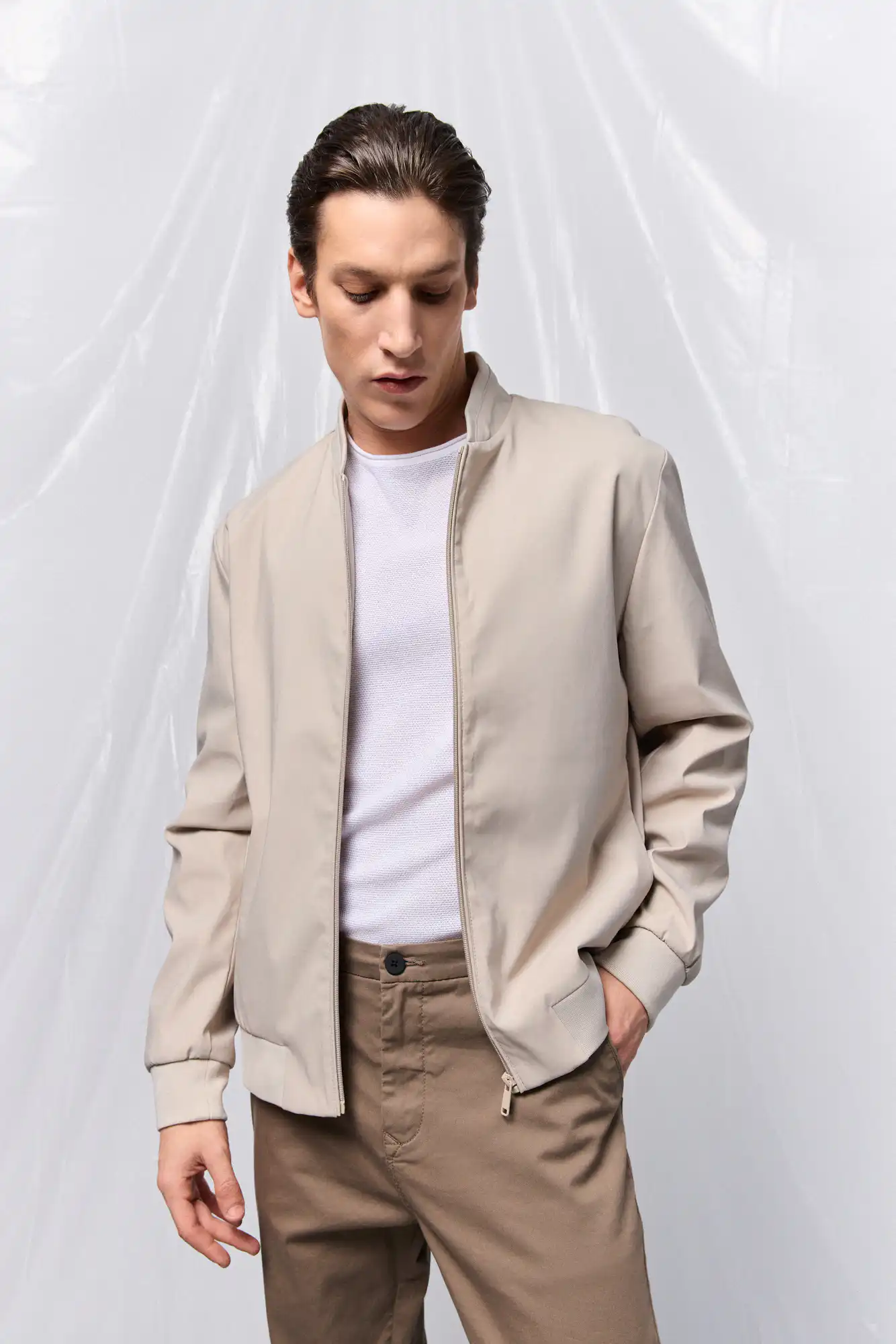 B' Ανδρικό κοντό πανωφόρι 53-201-005 LT BEIGE