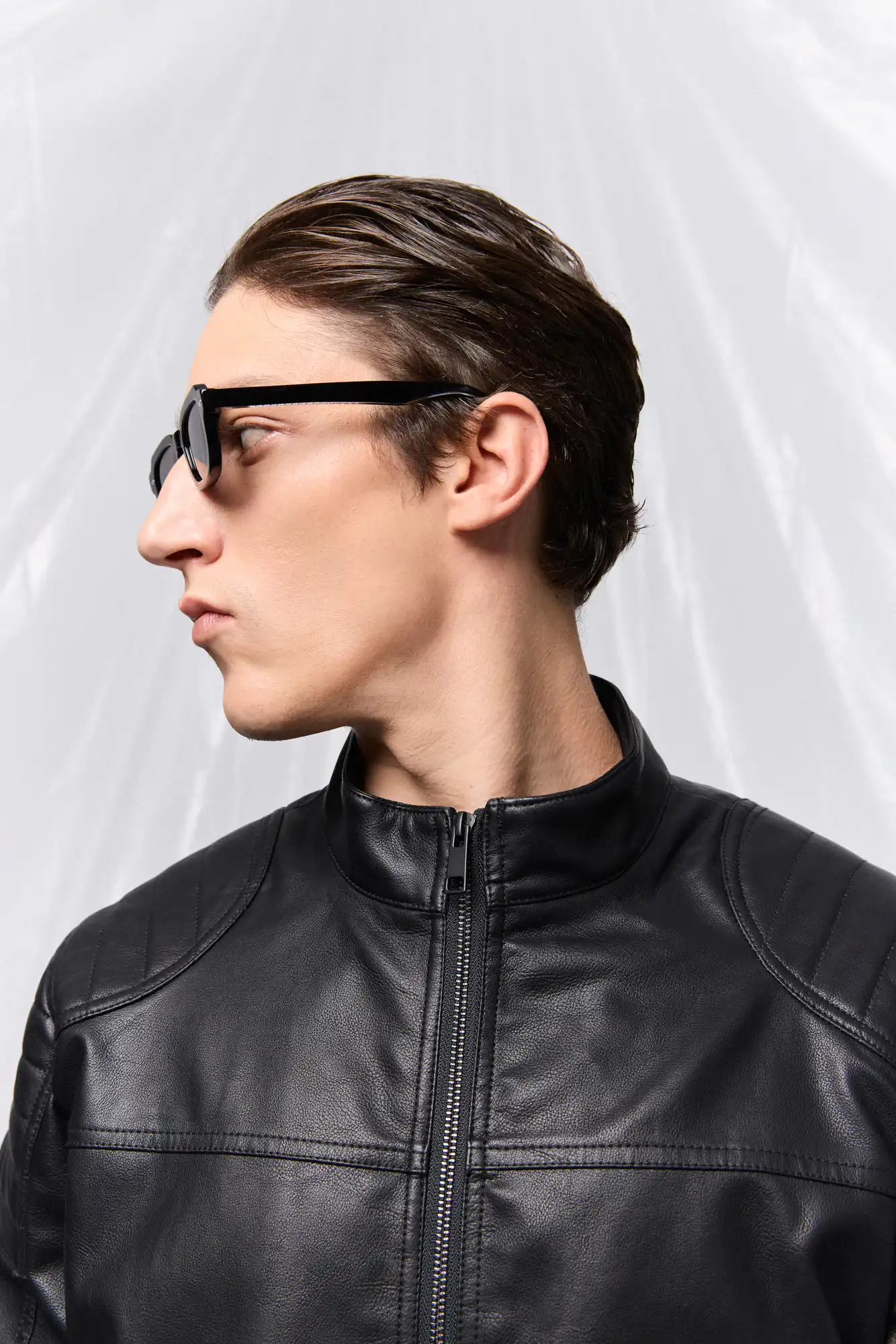 B' Ανδρικό πανωφόρι από δερματίνη 53-201-006 BLACK