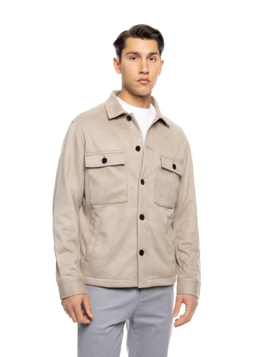 ST' Ανδρικό κοντό πανωφόρι με κουμπιά 53-201-009 BEIGE