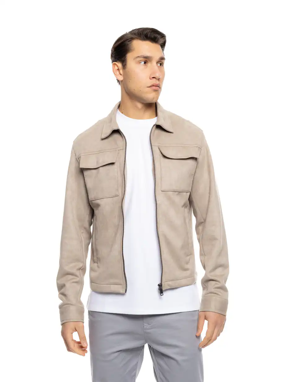 ST' Ανδρικό πανωφόρι τύπου sacket 53-201-010 BEIGE