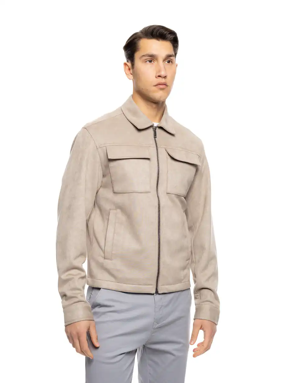 ST' Ανδρικό πανωφόρι τύπου sacket 53-201-010 BEIGE