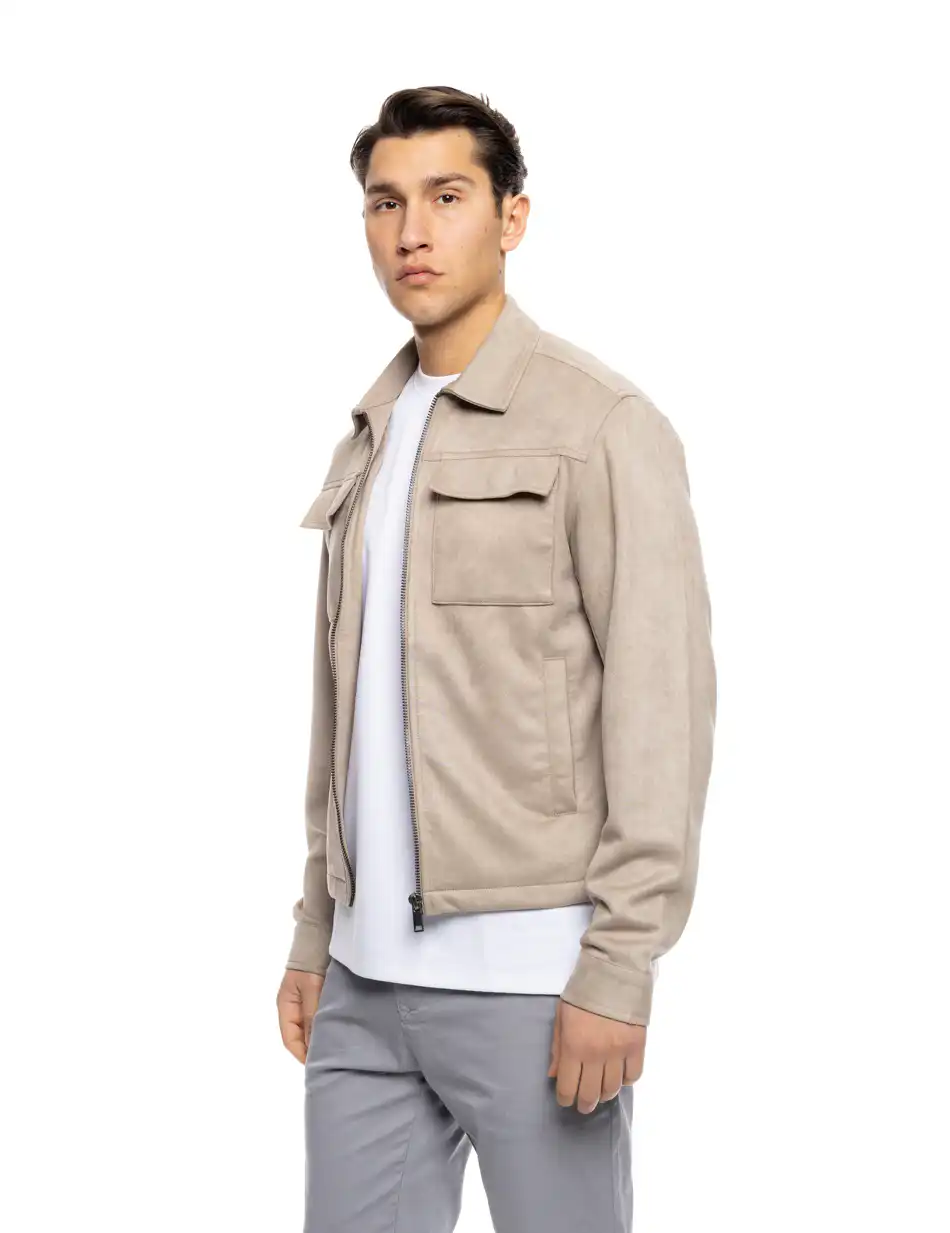 ST' Ανδρικό πανωφόρι τύπου sacket 53-201-010 BEIGE