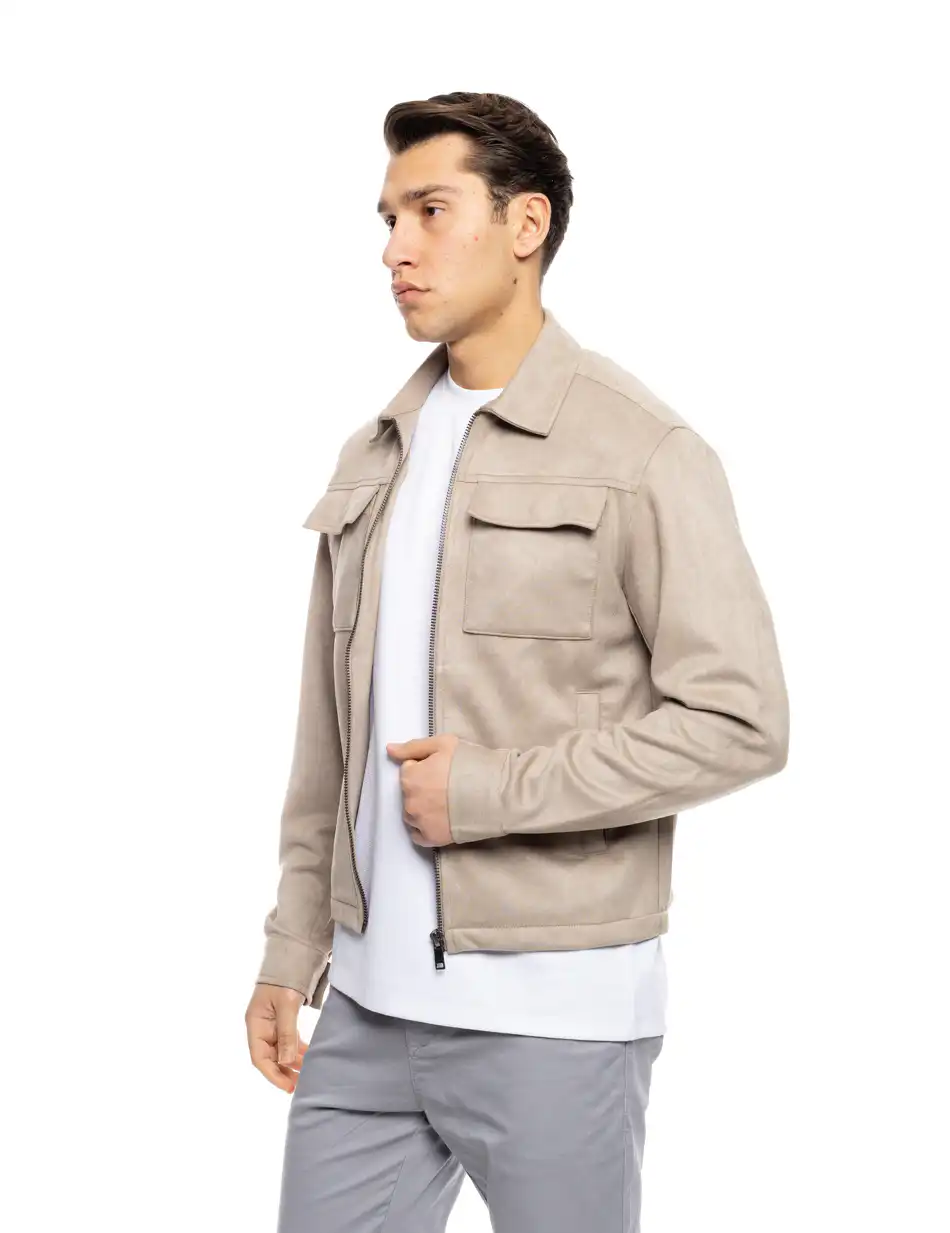 ST' Ανδρικό πανωφόρι τύπου sacket 53-201-010 BEIGE