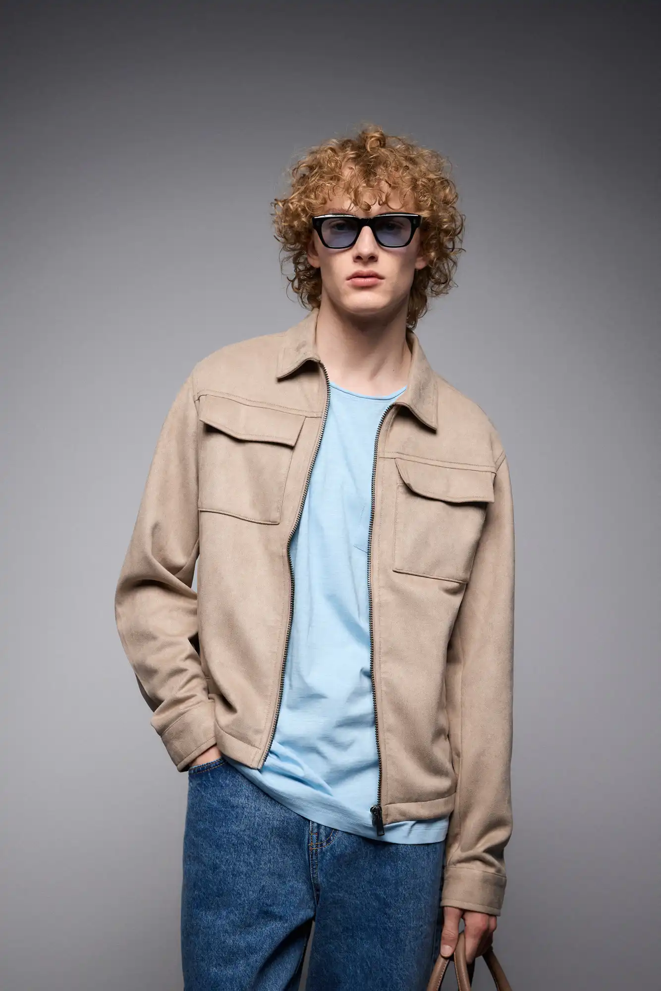 ST' Ανδρικό πανωφόρι τύπου sacket 53-201-010 BEIGE