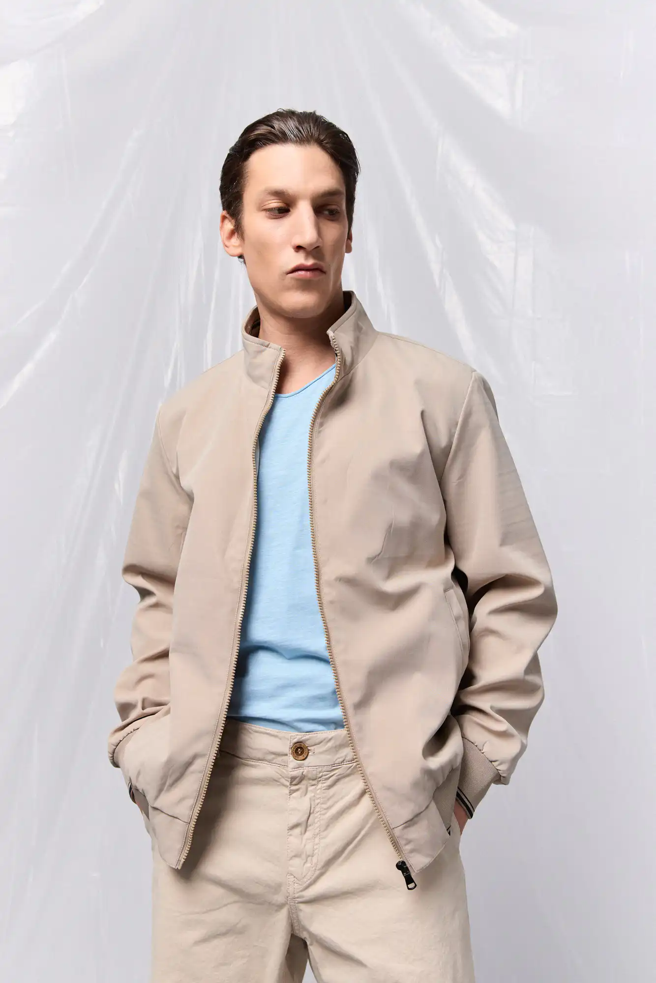 B' Ανδρικό λεπτό πανωφόρι 53-201-011 LT BEIGE