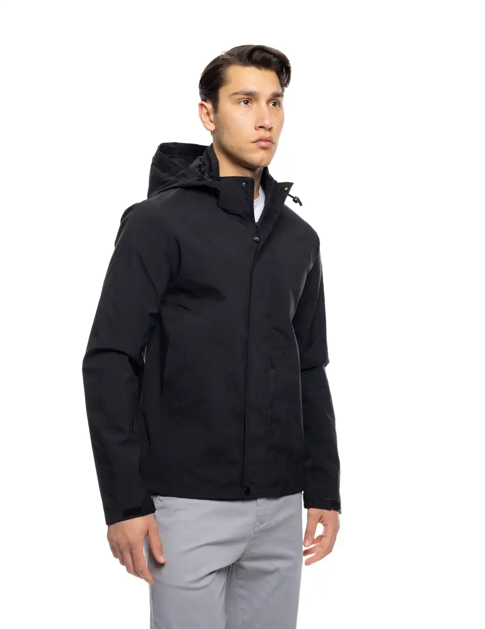 B' Ανδρικό κοντό μπουφάν με ενσωματωμένη κουκούλα 53-201-013 BLACK
