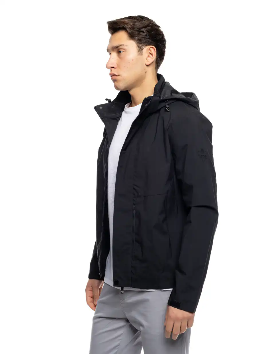 B' Ανδρικό κοντό μπουφάν με ενσωματωμένη κουκούλα 53-201-013 BLACK