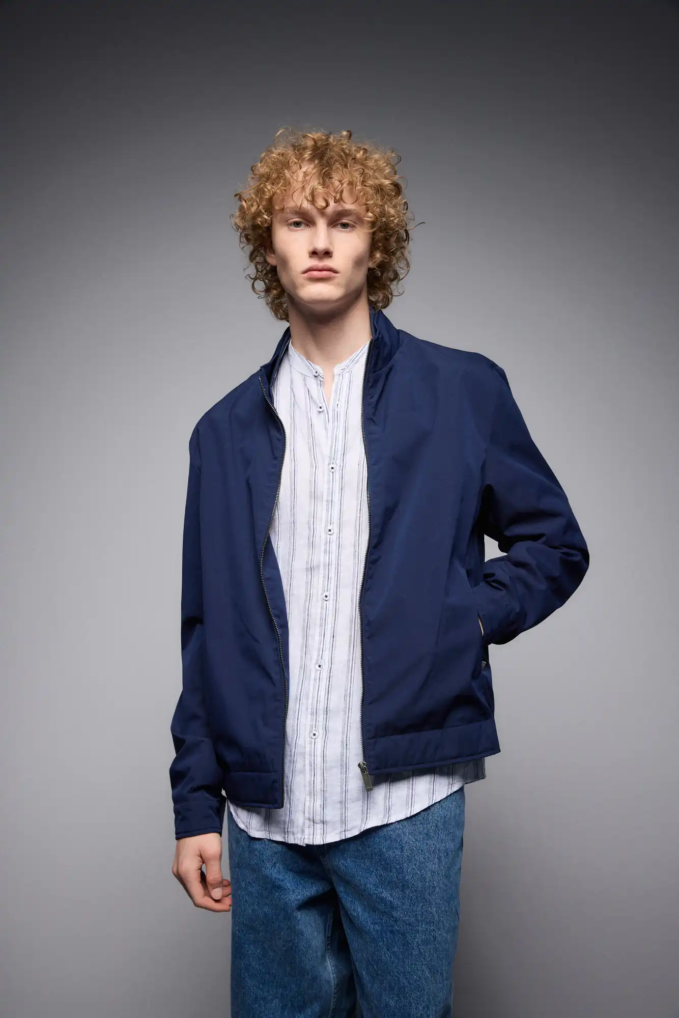 S' Ανδρικό κοντό πανωφόρι με λάστιχο 53-201-015 NAVY