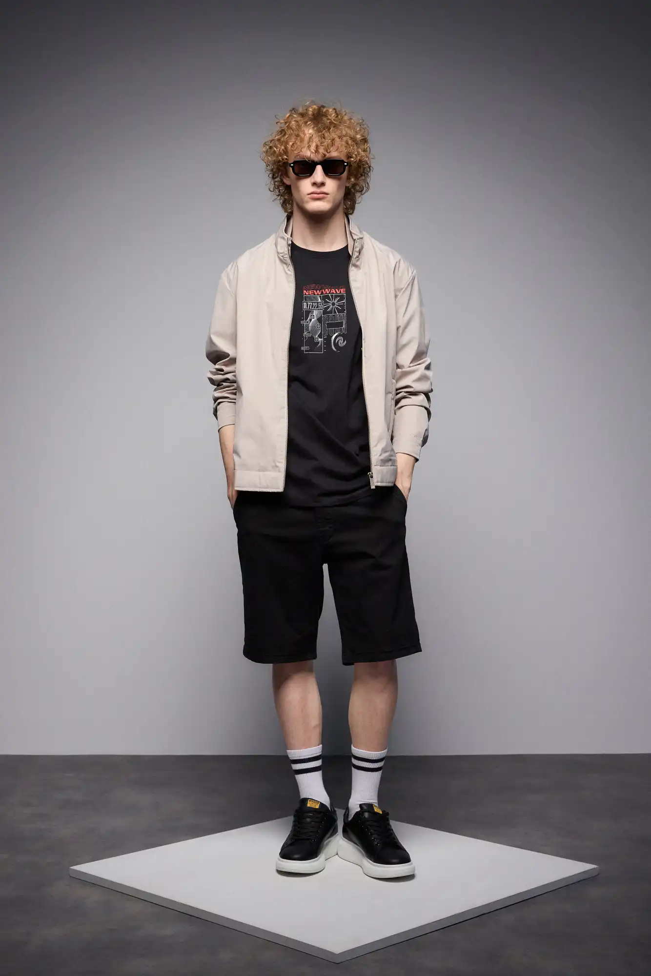 S' Ανδρικό κοντό πανωφόρι με λάστιχο 53-201-015 LT BEIGE