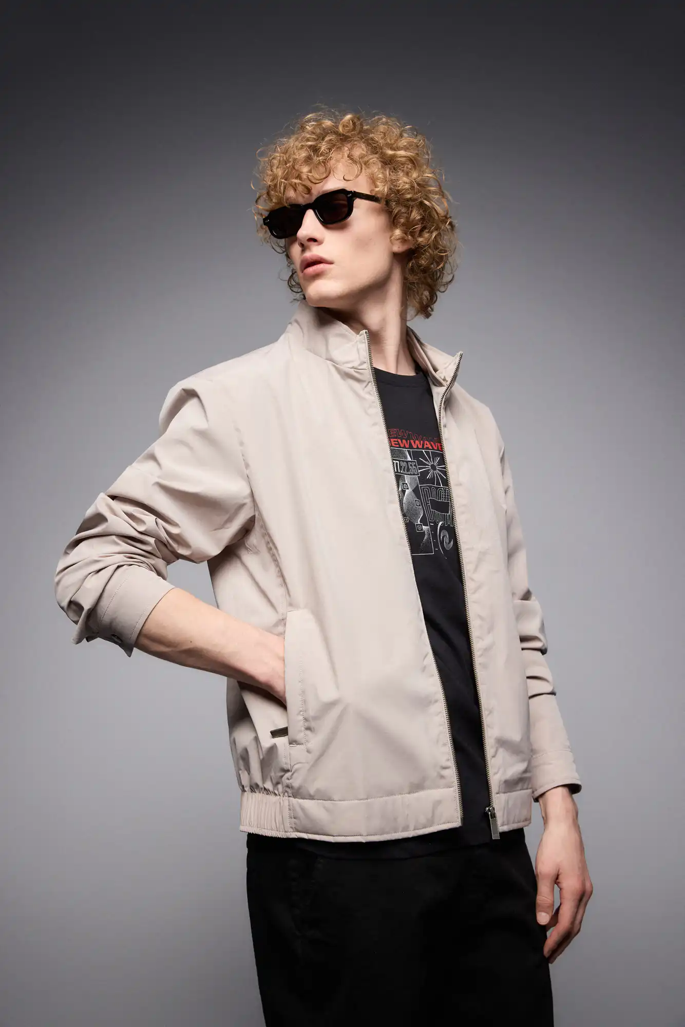 S' Ανδρικό κοντό πανωφόρι με λάστιχο 53-201-015 LT BEIGE