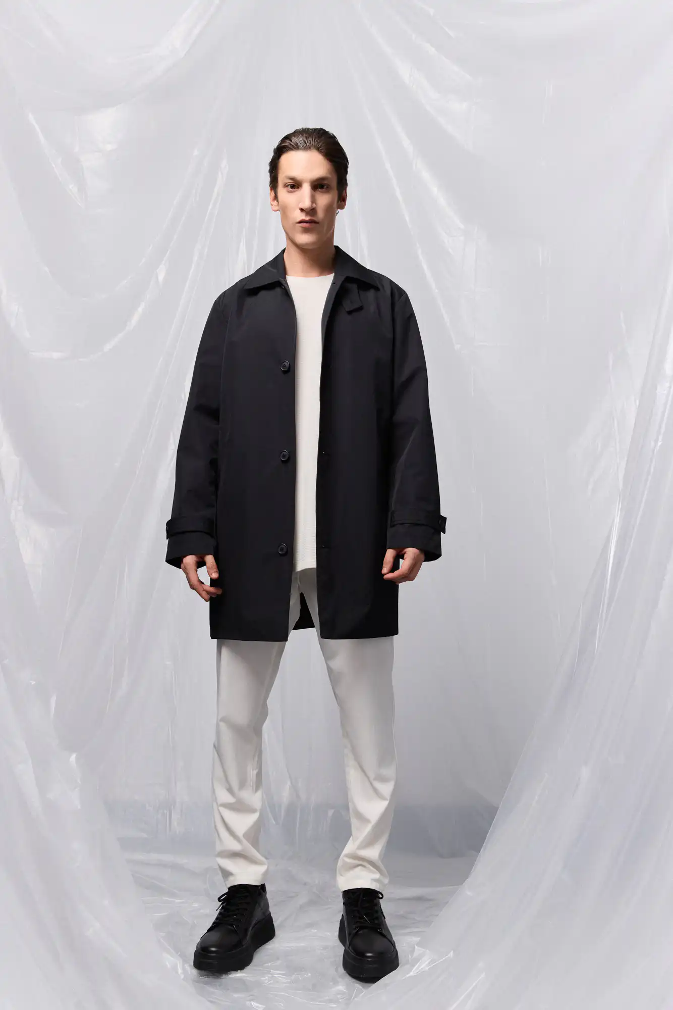 B' Ανδρική demi καμπαρντίνα 53-201-037 BLACK