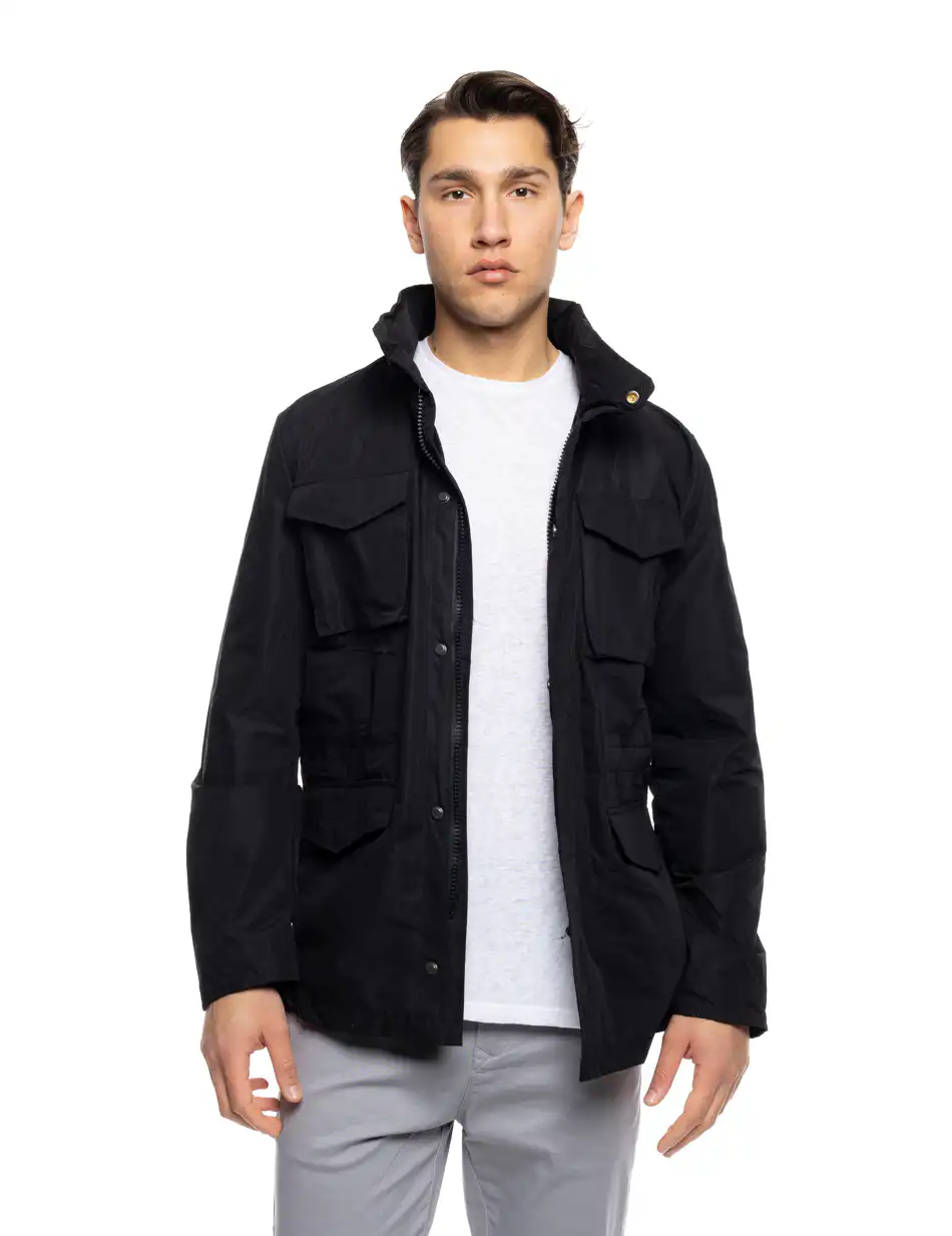 B' Ανδρικό πανωφόρι τύπου σαφαρι με τσεπες 53-201-048 BLACK