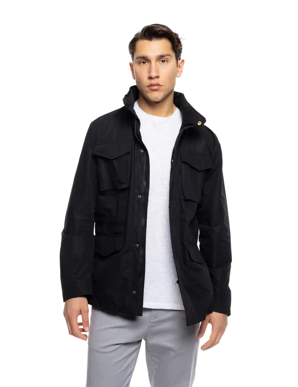 B' Ανδρικό πανωφόρι τύπου σαφαρι με τσεπες 53-201-048 BLACK