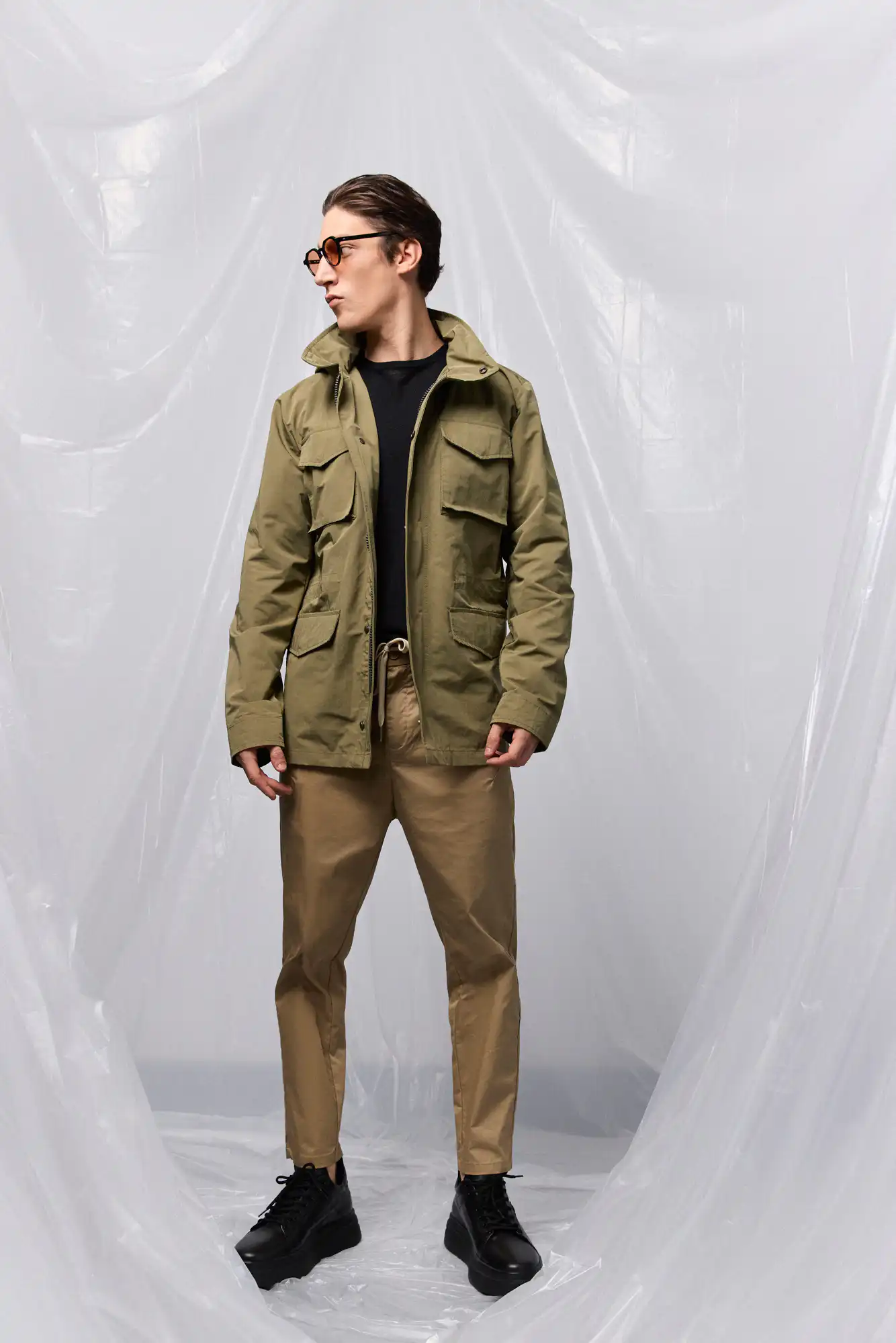 B' Ανδρικό πανωφόρι τύπου σαφαρι με τσεπες 53-201-048 GREEN