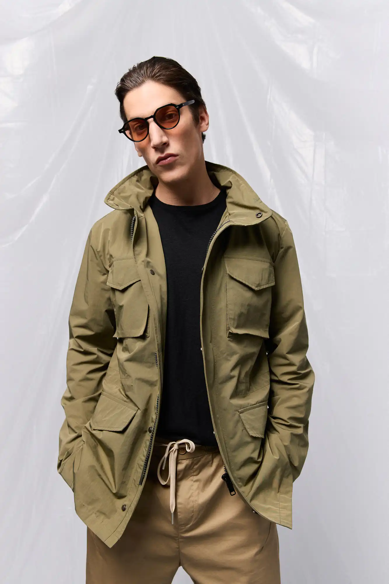 B' Ανδρικό πανωφόρι τύπου σαφαρι με τσεπες 53-201-048 GREEN