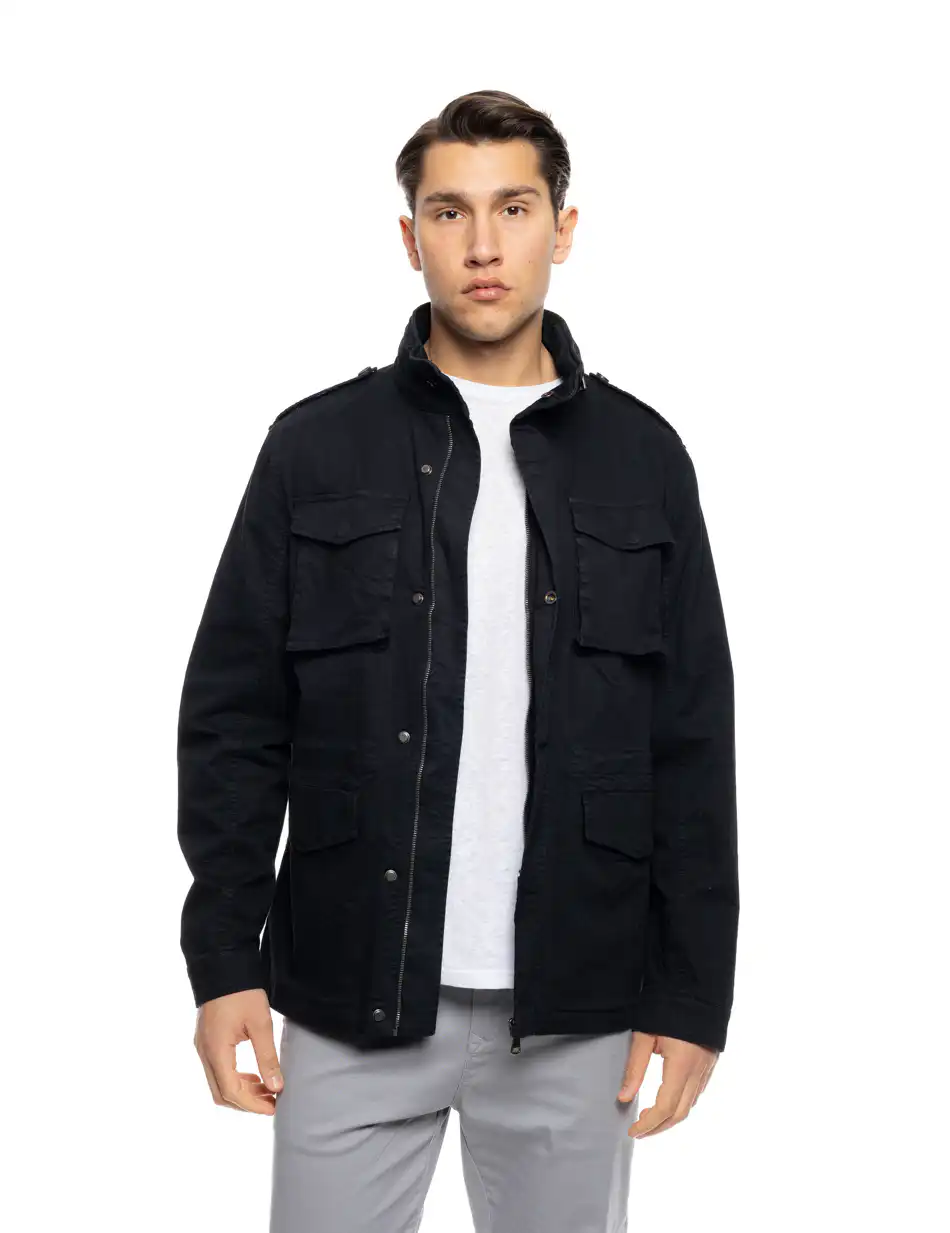 S' Ανδρικό πανωφόρι τύπου σαφαρι με τσεπες 53-201-049 BLACK