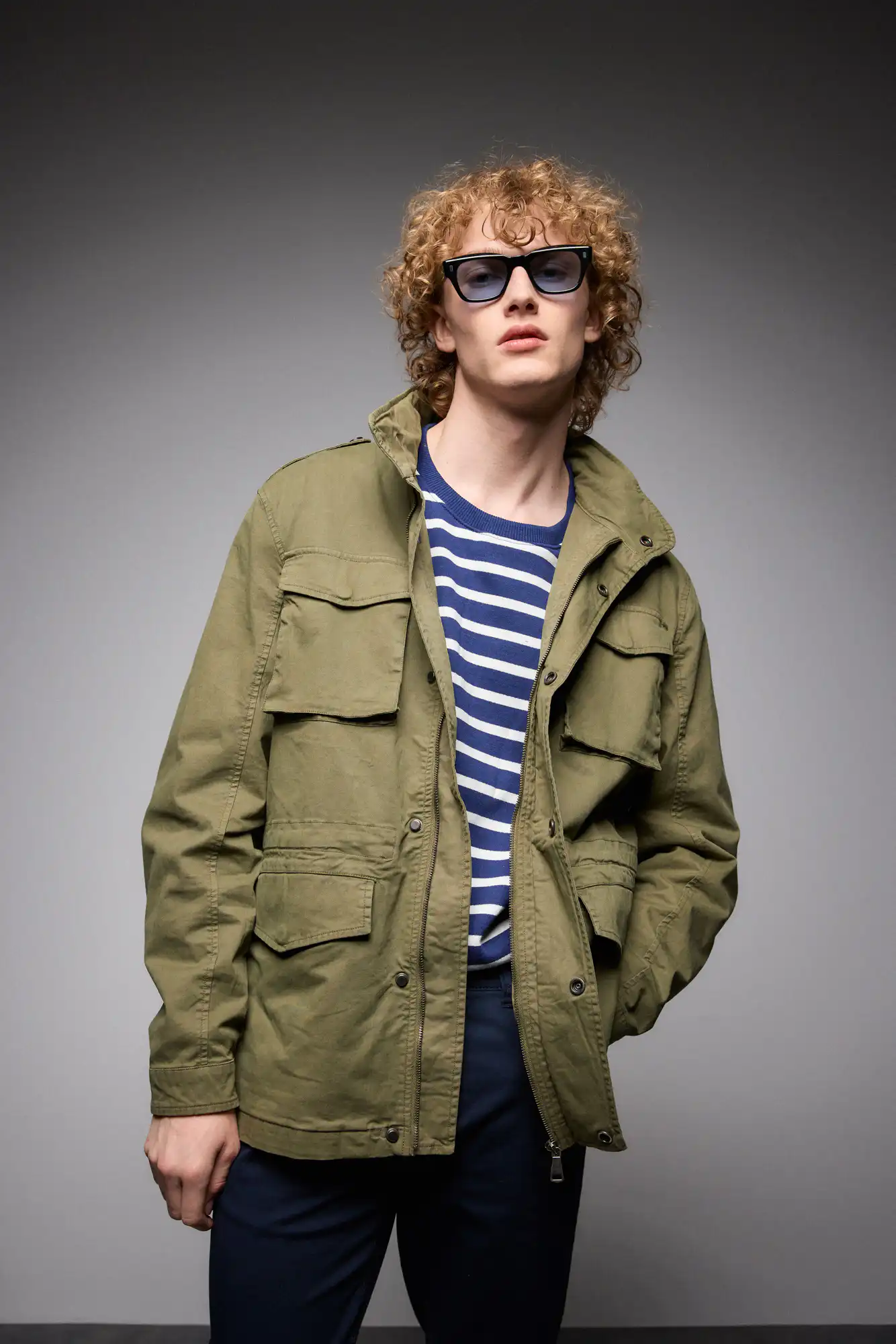 S' Ανδρικό πανωφόρι τύπου σαφαρι με τσεπες 53-201-049 KHAKI